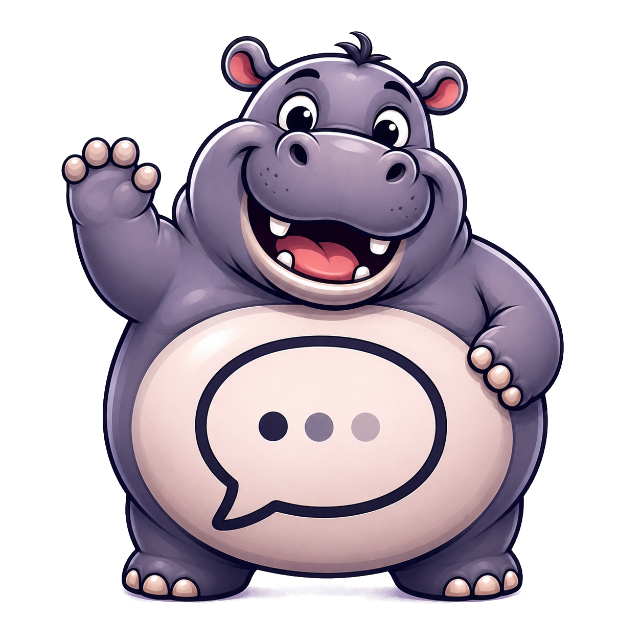 Hugo the hippo, waving
